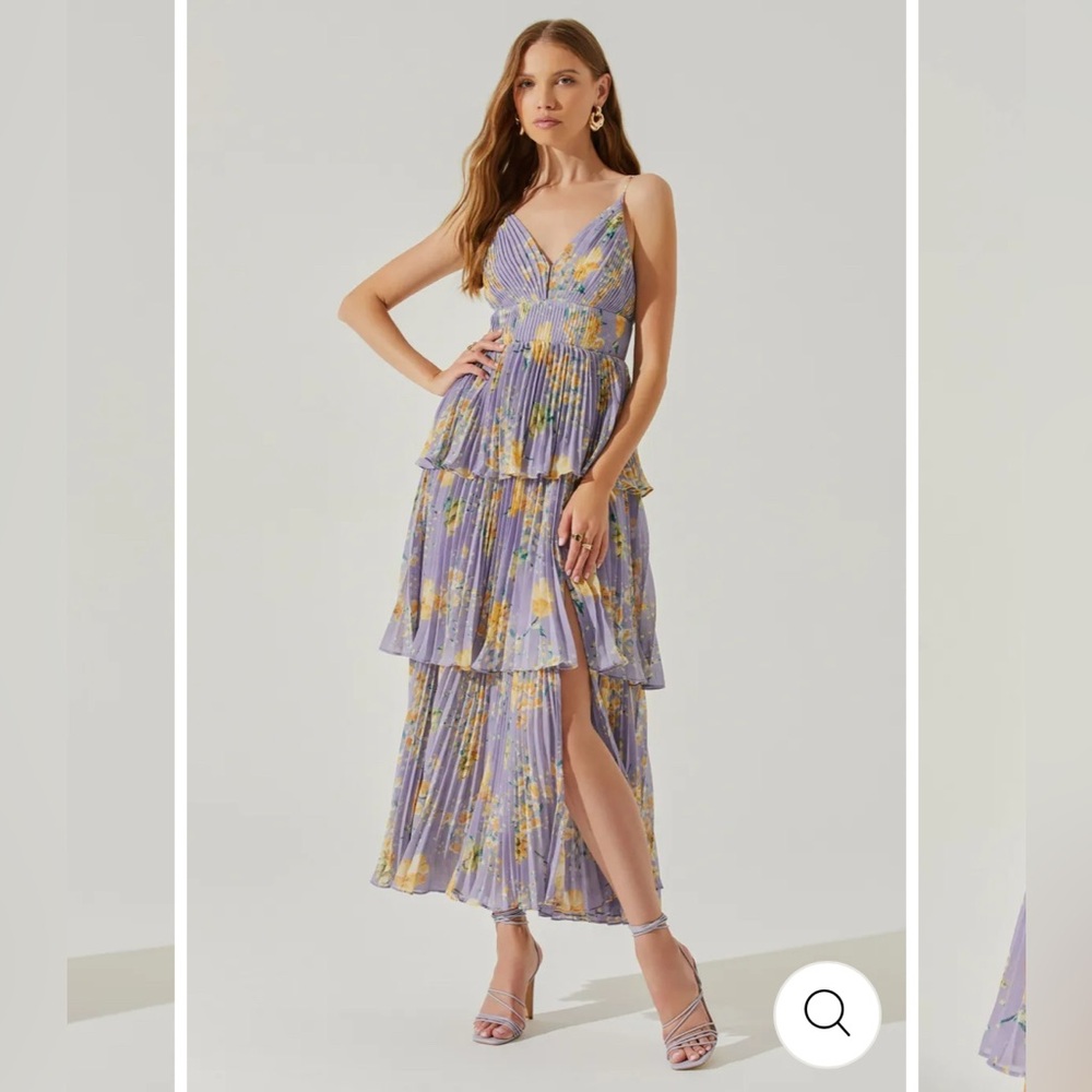 New With Tags - ZAIDA FLORAL TIERED PLEATED MIDI DRESS